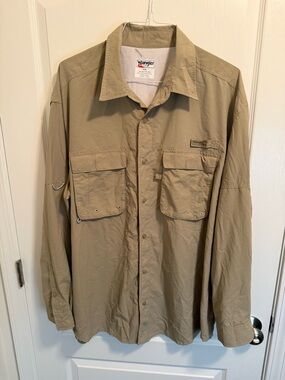 Wrangler Pro Gear Men's Khaki Lightweight Vented Fishing Shirt Jacket - Size XXL